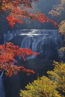 袋田の滝と真っ赤な紅葉